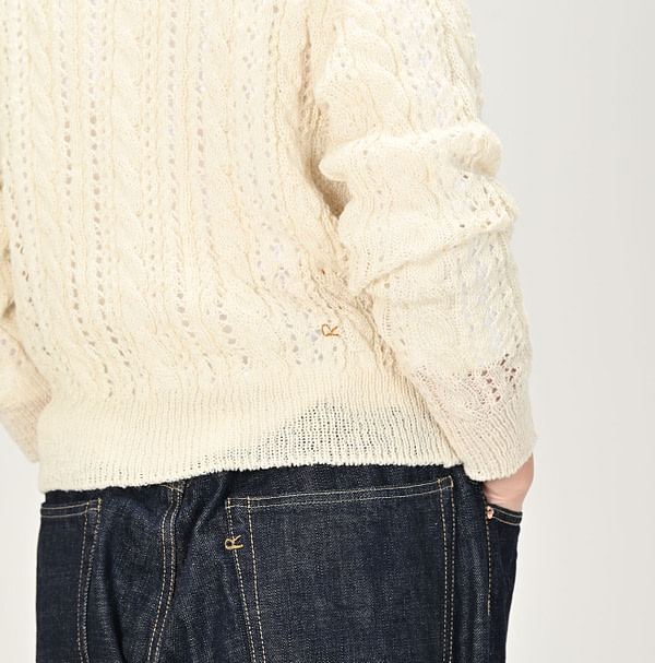 Shetland Cable Lace Frill Cardigan Female Model