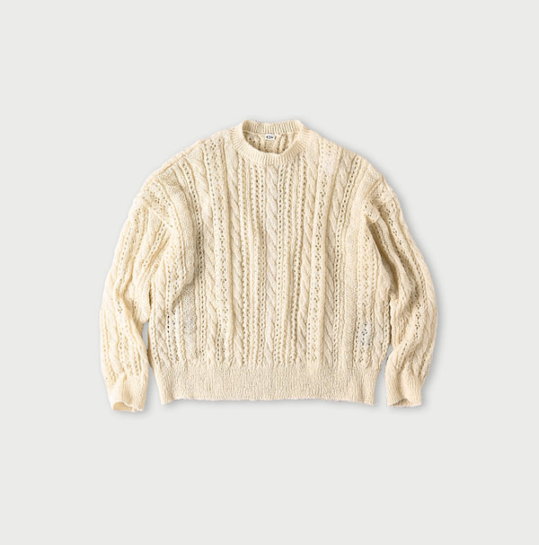 Shetland Cable Lace Sweater Off White