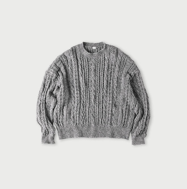 Shetland Cable Lace Sweater Gray