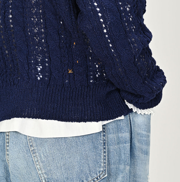 Shetland Cable Lace Sweater Female Model