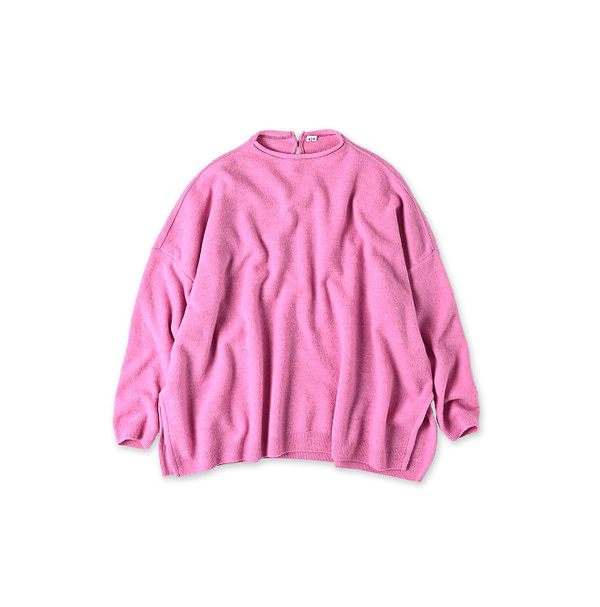 Float Boiled Wool Big Slit Pink Top