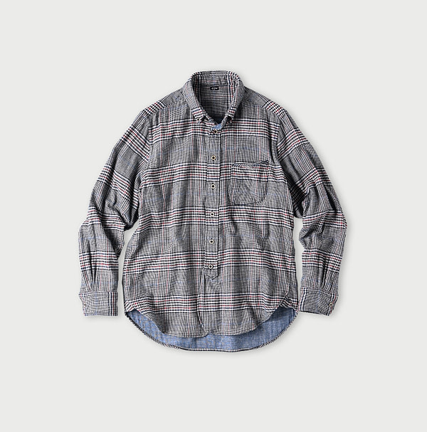 Double Woven 908 Loafer Button Down Shirt Indigo Glen Check