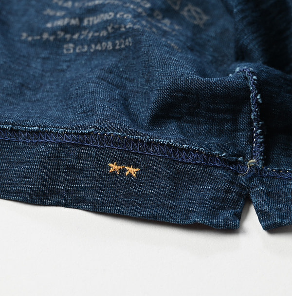 Indigo Long Sleeve 908 45 Star T-shirt Detail