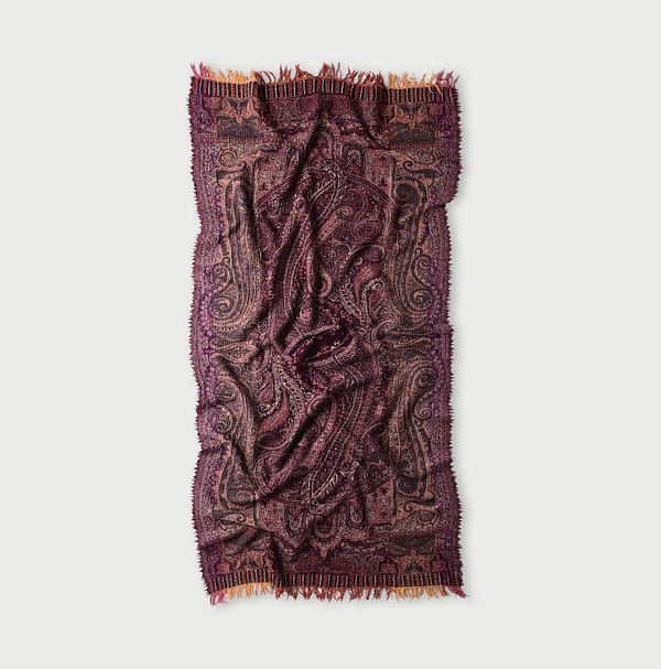 Indian Wool Jacquard Stole Red