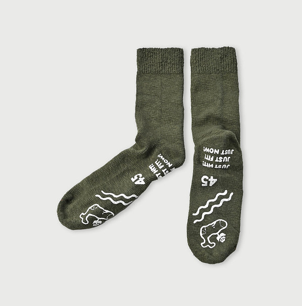 Plant Dyed Dozume Tenjiku Socks Mugwort