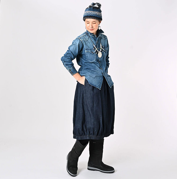 Indigo 45 Petite Denim 908 Eastern Shirt Zyu Female Model