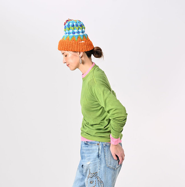 Plant Dyed Whole Super Gauze 908 Crew Female Model