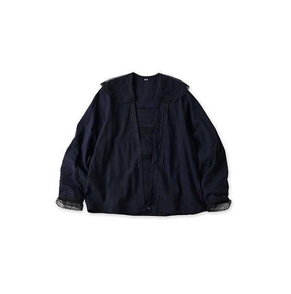 Indian Khadi Sailor Collar Blouse Black