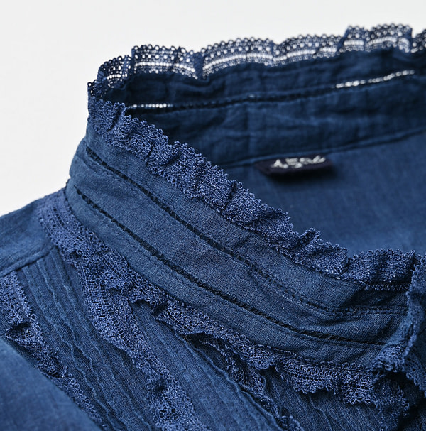 Ai Indian Khadi Pintuck Lace Blouse Detail