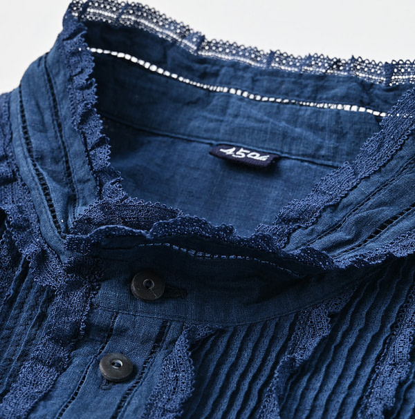 Ai Indian Khadi Pintuck Lace Blouse Detail