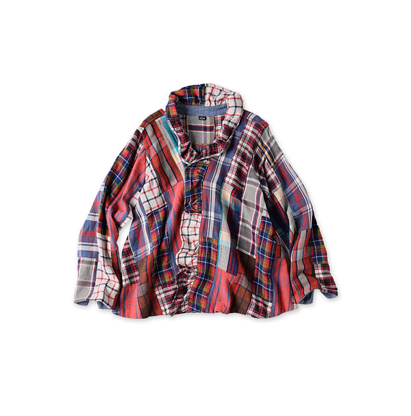 Indian Flannel Patchwork Frill Cache-Coeur Red