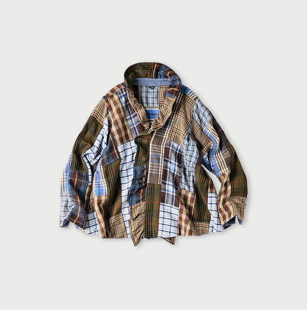 Indian Flannel Patchwork Frill Cache-Coeur Brown