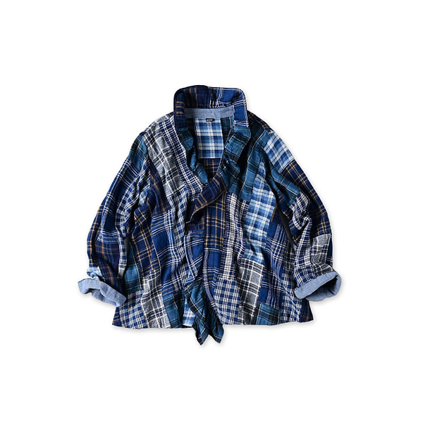 Indigo Indian Flannel Patchwork Frill Cache-Coeur