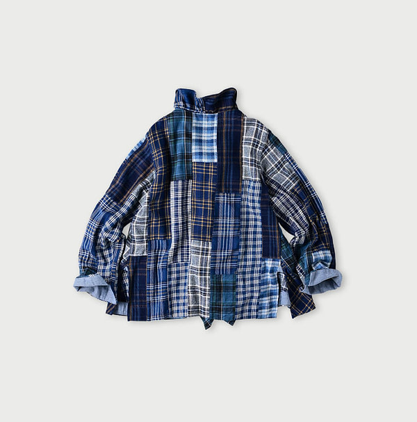 Indigo Indian Flannel Patchwork Frill Cache-Coeur Back