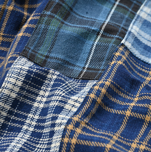 Indigo Indian Flannel Patchwork Frill Cache-Coeur Detail