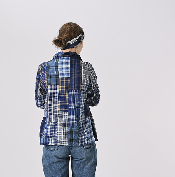 Indigo Indian Flannel Patchwork Frill Cache-Coeur Female Model