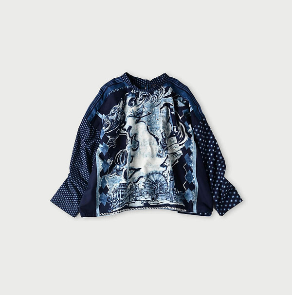 Indigo Picture Book Bandana Blouse Indigo Diamond