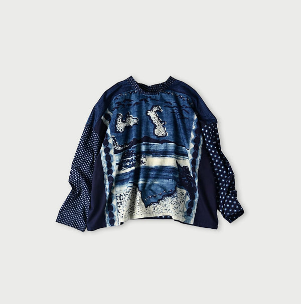 Indigo Picture Book Bandana Blouse Indigo Spade