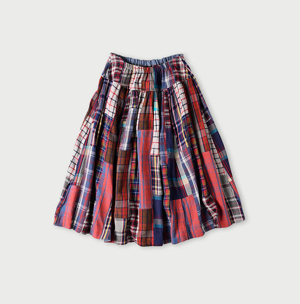 Indian Flannel Patchwork York Gather Skirt Red
