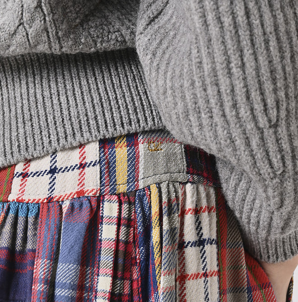 Indian Flannel Patchwork York Gather Skirt Female Model