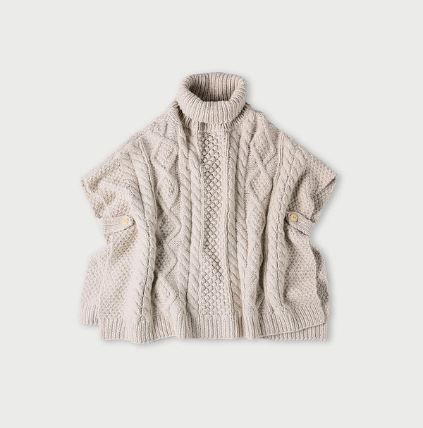 Cashmere Aran Poncho Beige Top