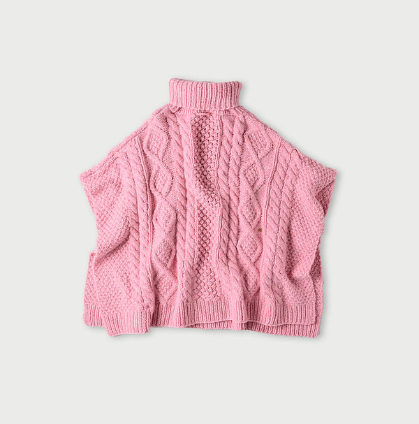Cashmere Aran Poncho Back