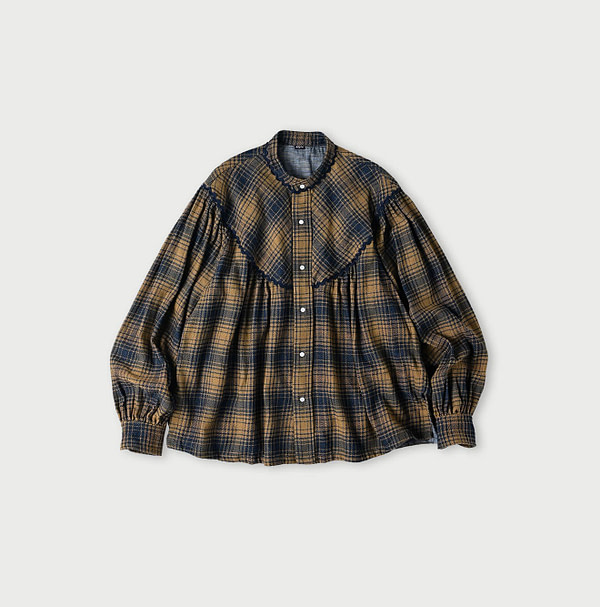 Indigo Zimbabwean Flannel Tambourine Blouse Beige