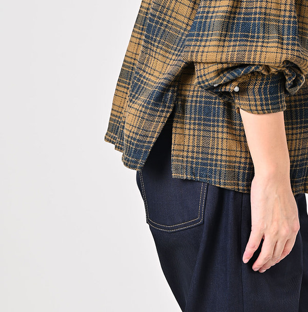 Indigo Zimbabwean Flannel Tambourine Blouse Detail