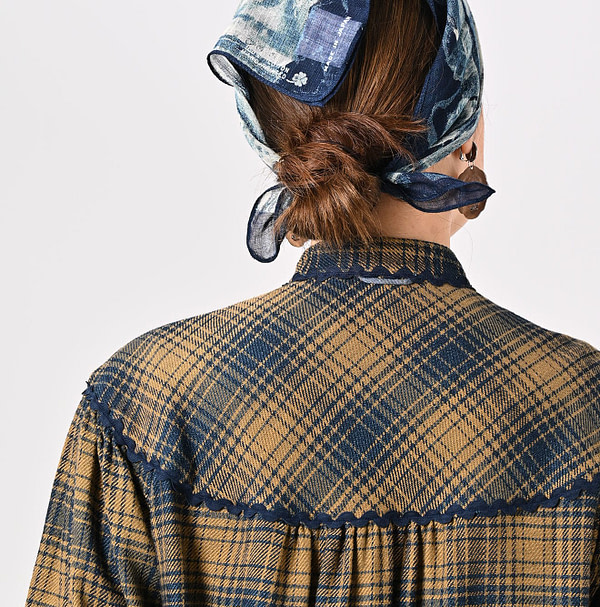 Indigo Zimbabwean Flannel Tambourine Blouse Detail