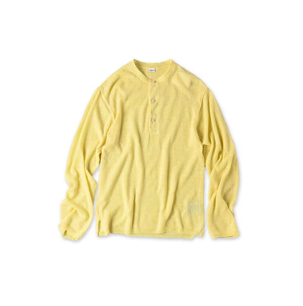 Plant Dyed Cashmere Super Gauze Henley Yellow
