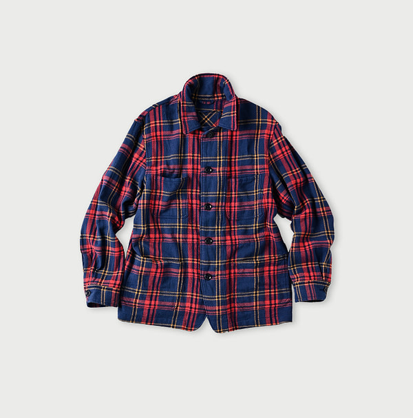 Indian Flannel Tartan 4-pocket Shirt Navy