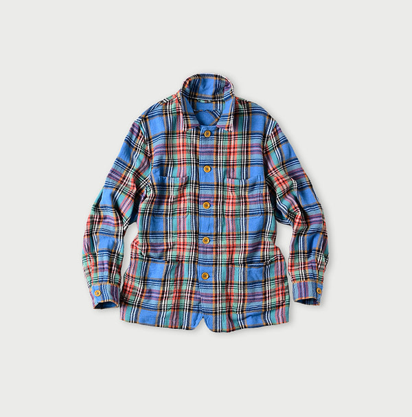 Indian Flannel Tartan 4-pocket Shirt Turquoise