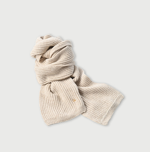 Cashmere Waffle Long Muffler Beige Top