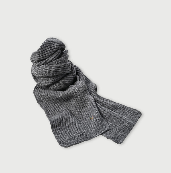 Cashmere Waffle Long Muffler Gray Top