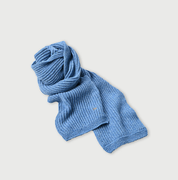 Cashmere Waffle Long Muffler Blue Top