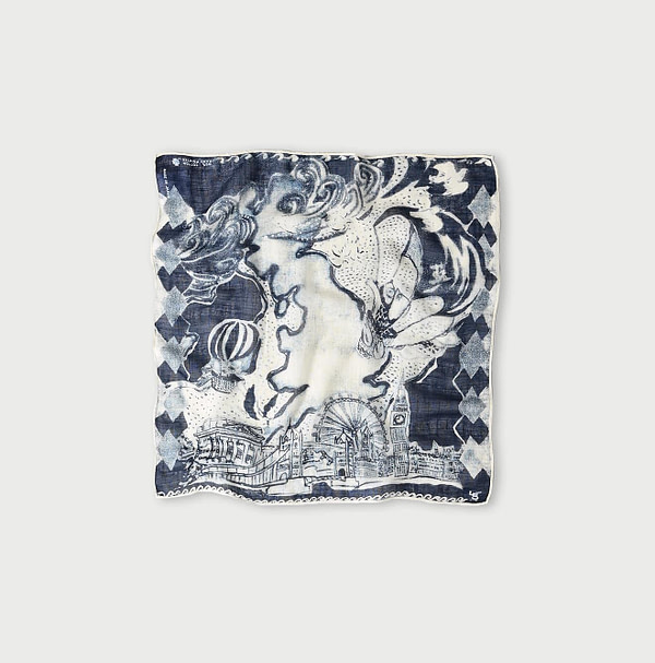 Indigo Gauze Picture Book Bandana Picture Bandana Indigo 1