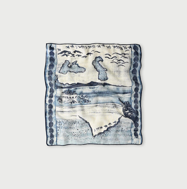 Indigo Gauze Picture Book Bandana Picture Bandana Indigo 2