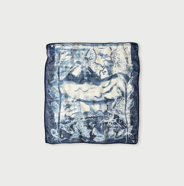 Indigo Gauze Picture Book Bandana Picture Bandana Indigo 4