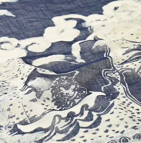 Indigo Gauze Picture Book Bandana Detail