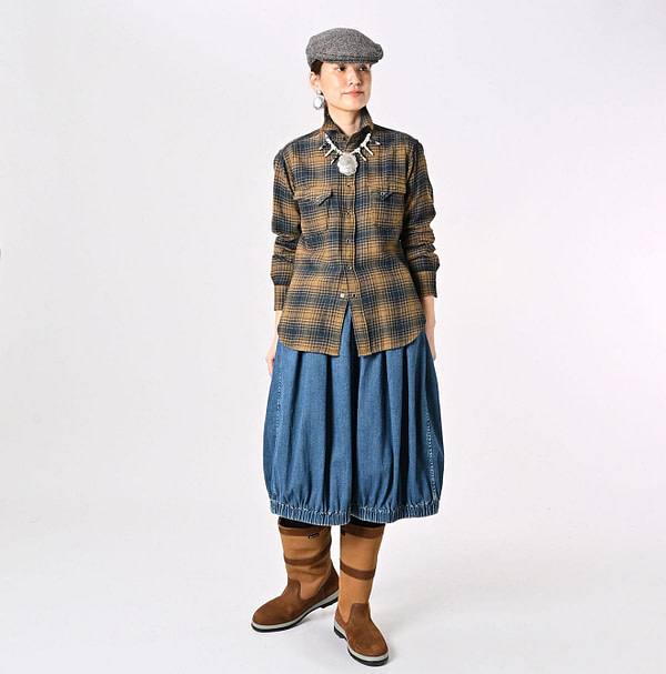 Indigo Zimbabwean Flannel 908 Eastern Shirt Female Model