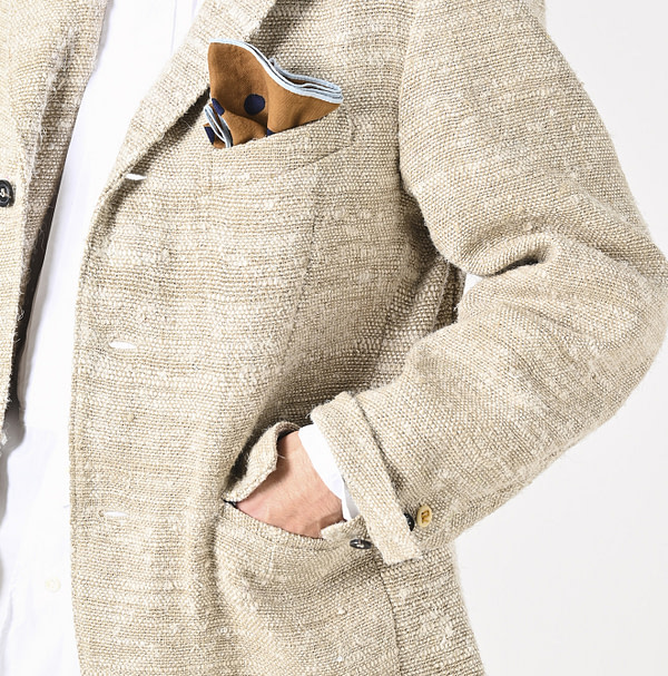 Indian Linen Silk Tweed Notting Hill Jacket Detail