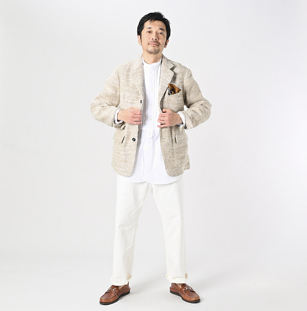 Indian Linen Silk Tweed Notting Hill Jacket Male Model