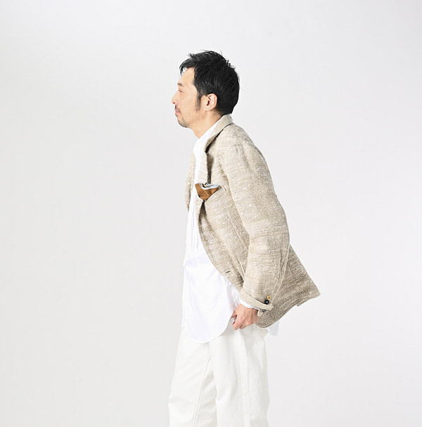 Indian Linen Silk Tweed Notting Hill Jacket Male Model
