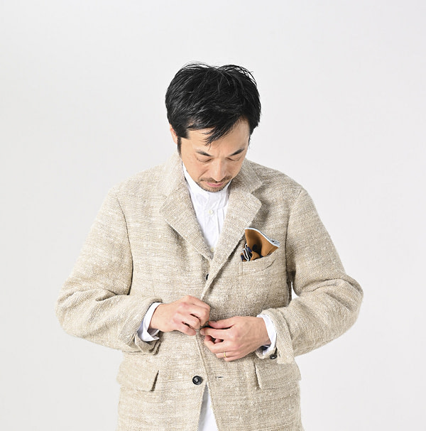 Indian Linen Silk Tweed Notting Hill Jacket Male Model