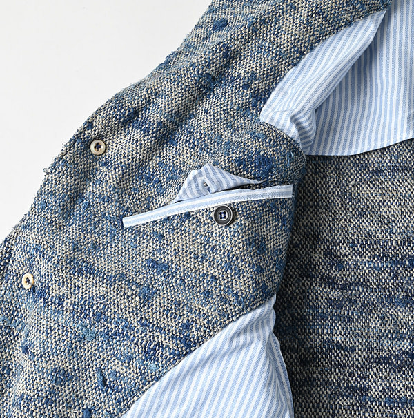 Ai Indian Linen Silk Tweed Notting Hill Jacket Detail