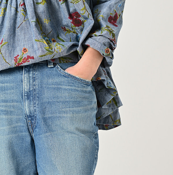 Rye Mugi Denim Stretch New Momohime Tan Detail