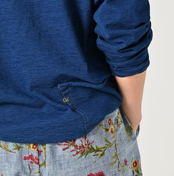 Indigo Long Sleeve 908 Ocean T-shirt Nou Detail
