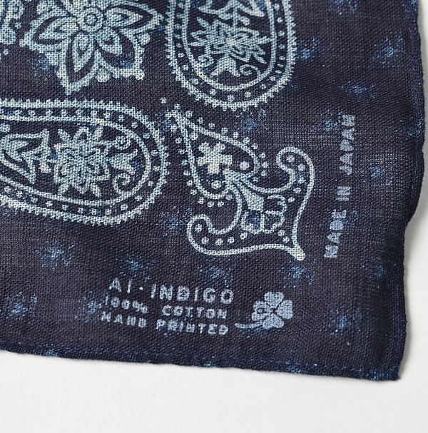 Indigo 18.5 Gauze Paisley Bandana Detail