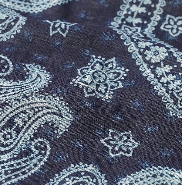 Indigo 18.5 Gauze Paisley Bandana Detail