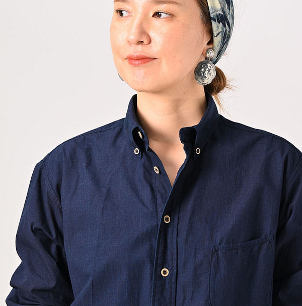 Indigo Batiste 908 Ocean Button Down Shirt Detail